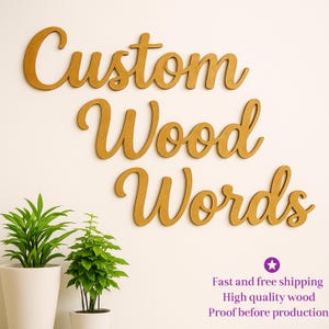 Wood Words Custom Wood Name Signs  Letters Personalized Wood Design Laser Cut Out Birch Wood Name Nursery Sign Wall Decor Baby Name Sign