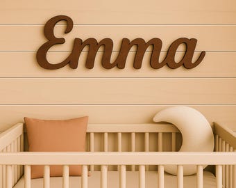 Personalisierte Namensschild Holz Baby – Ausgeschnittenes Holzschild – Kindername Holzschild – Erster Name Holzschild – Kinderzimmer