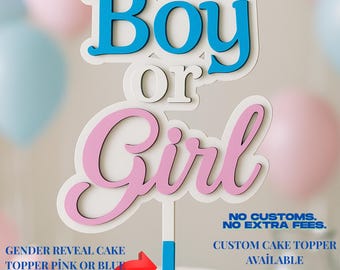 Boy or Girl Cake Topper, Gender Reveal Party Decor