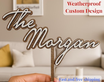 Custom Rustic Wedding Cake Topper, Personalized Wood Mr & Mrs