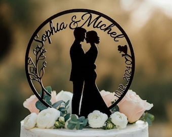 Personalized Wedding Cake Topper, Rustic Acrylic Mr & Mrs Anniversary Topper