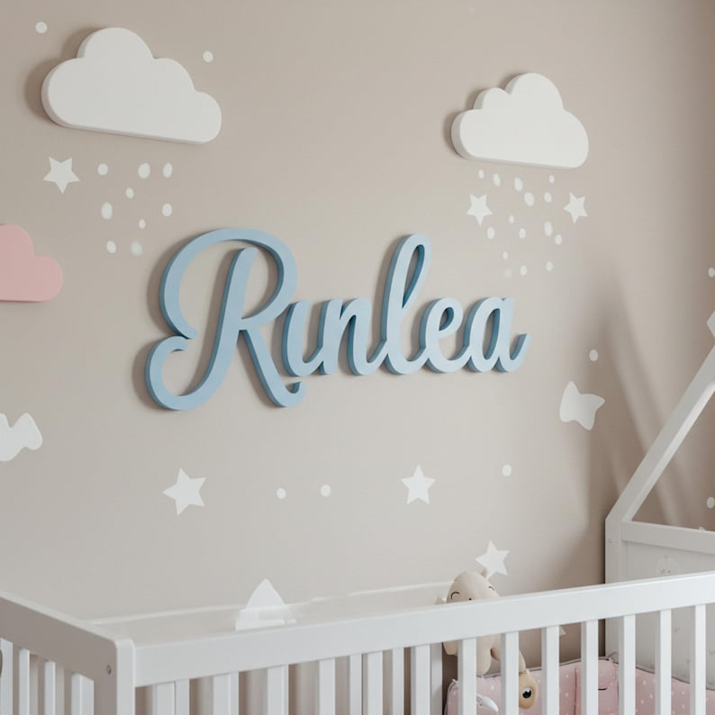 Custom Name Sign Wood Baby  Cut Out Wood Sign Kid Name Wooden Name Sign Wooden First Name Custom Nursery Decor Name Wall Decor Gift for Baby