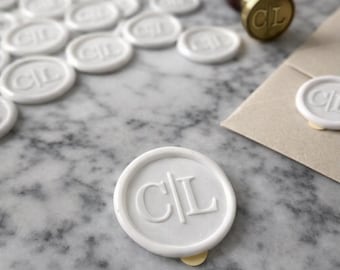Sellos de cera personalizados para bodas con monograma autoadhesivo, logotipo personalizado para negocios.