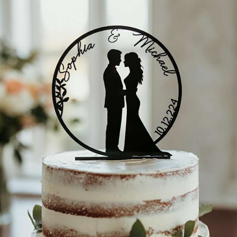 Wedding Cake Topper, Personalized Wood Topper, Rustic Wedding Acrylic Cake Topper, Custom Bride Groom Cake Topper, Anniversary Cake Topper