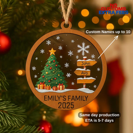 Custom Ornaments Family Name 2026 - Etsy