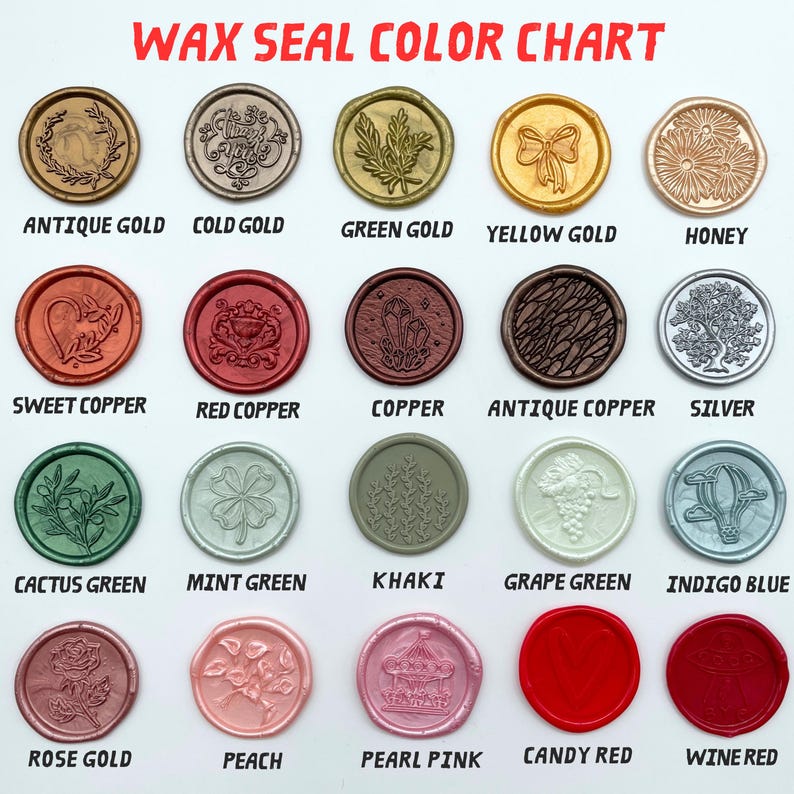 Custom Wax Seal Sticker, 36 Colors Wax Seals Self-Adhesive Backing, 60 Designs Personalized Wax Seal Stickers