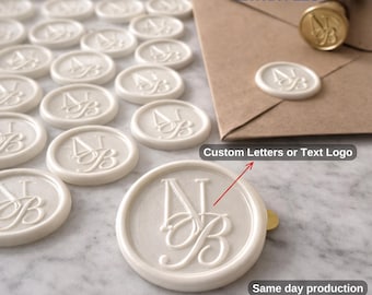 Anpassade vaxsigillklistermärken: Självhäftande initialer för bröllopsmonogram