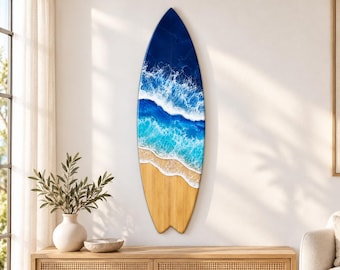 Personalized Surfboard Sign, Acrylic Coastal Wall Art with Custom Name, 10–40 Inches