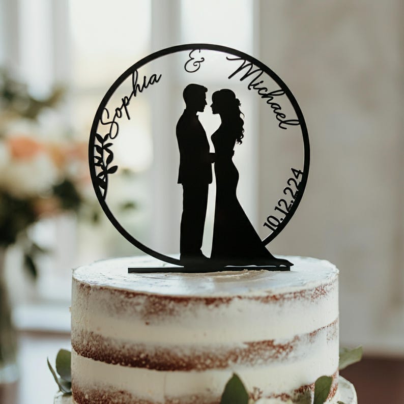 Wedding Cake Topper, Personalized Wood Topper, Rustic Wedding Acrylic Cake Topper, Custom Bride Groom Cake Topper, Anniversary Cake Topper