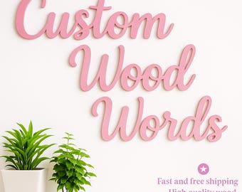 Custom Birch Wood Words Sign, Personalized Names Nursery Decor Wooden Family Baby Business Name