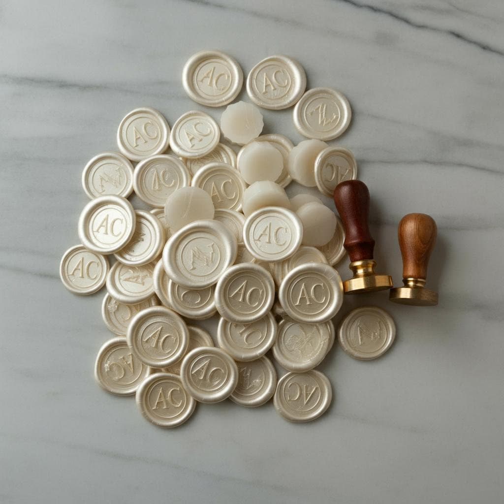 Custom Wax Seal Sticker with Self Adhesive Backing White Color Wax Initials Personalized Wax Seal Stamp