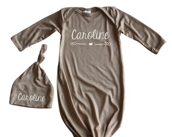 personalized baby gowns and hats