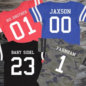 Custom Cotton Football Sport Jersey Baby Bodysuit Personalized with Name & Number-BACK Only Baby Gift, Sports Gift, Game Day image 4