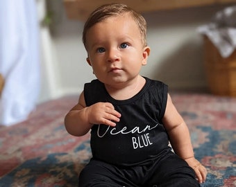 Sleeveless Personalized First + Middle Name Silky Baby Romper for Boys and Girls-Gender Neutral Baby Shower, newborn gift, first outfit