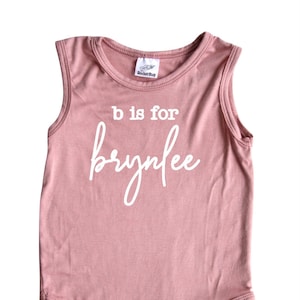 FLASH SALE-Normally 18 Dollars--Personalized Initial Silky Sleeveless Baby Bodysuit --Boy, Girl, Gender Neutral, Baby gift, newborn gift