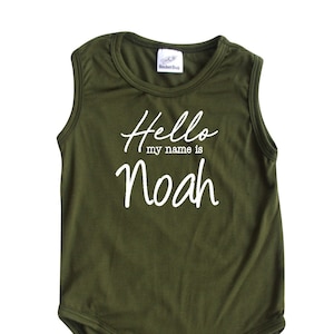 FLASH SALE-Normally 18 Dollars-Personalized Hello Silky Sleeveless Baby Bodysuit --Boy, Girl, Gender Neutral, Baby Shower gift, newborn gift