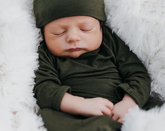baby gown and hat