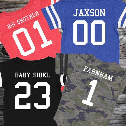 Custom Cotton Football Sport Jersey Baby Bodysuit Personalized with Name & Number-BACK Only- Baby Gift, Sports Gift, Football jerseys