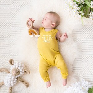 Sleeveless New Crew Personalized Silky Baby Romper for Boys and Girls- Gender Neutral,Baby Shower, newborn gift, family
