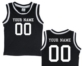 Custom Sleeveless Basketball Sport Jersey for Babies and Toddlers-Personalized with Name & Number-FRONT and BACK- Baby Gift, Sports Gift