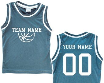 Custom Sleeveless TEAM Basketball Sport Jersey for Babies and Toddlers-Personalized with Name, Number & Team Name- Baby Gift, Sports Gift