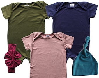 Silky Baby Romper Shorts (+Hat or Headband)  Gender Neutral, Summer Outfit, Soft, Gift, Baby Shower Gift, Romper Set, Newborn