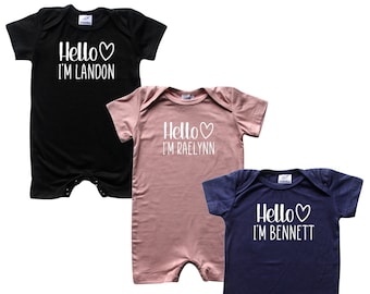 Personalized Hello Heart Silky Baby Romper Shorts for Boys and Girls--Boy, Girl, Gender Neutral,Baby Shower gift, newborn gift, custom