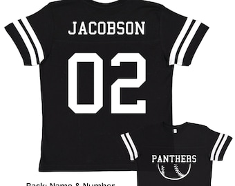 Custom Team Baseball Sport Cotton Jersey Tee-Toddler and Child Personalized with Name and Number-FRONT and BACK-Gift, birthday gift