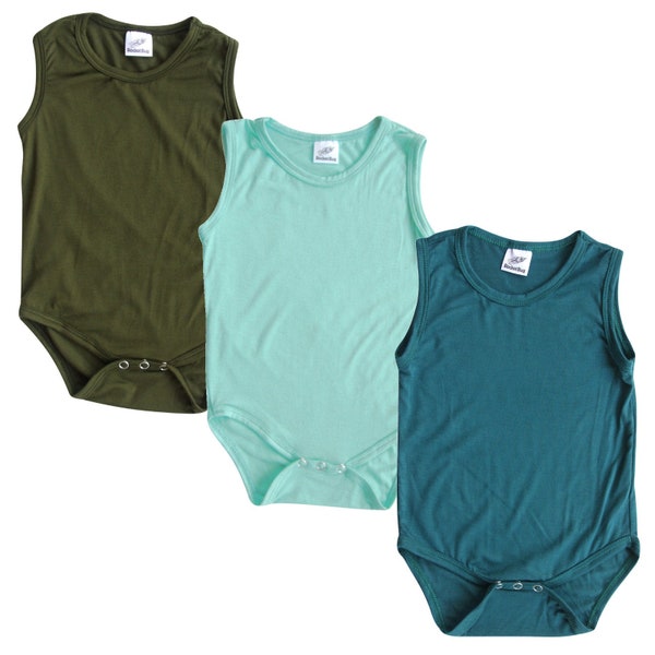 Flash SALE - 3 Pack Silky Soft Sleeveless Baby Bodysuits for Boys and Girls - Normally 13.00 Each - Spring, Summer Apparel, Baby Basic