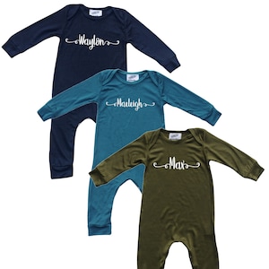Sweetly Modern Personalized Custom Silky Long Sleeve Baby Romper for Boys and Girls -Gender Neutral-baby shower gift