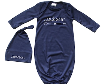 personalized baby gowns and hats