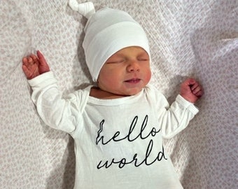 Hello World Script Silky Baby Gown for Boys and Girls- Gender Neutral, baby photo,Baby Shower, newborn gift, first outfit