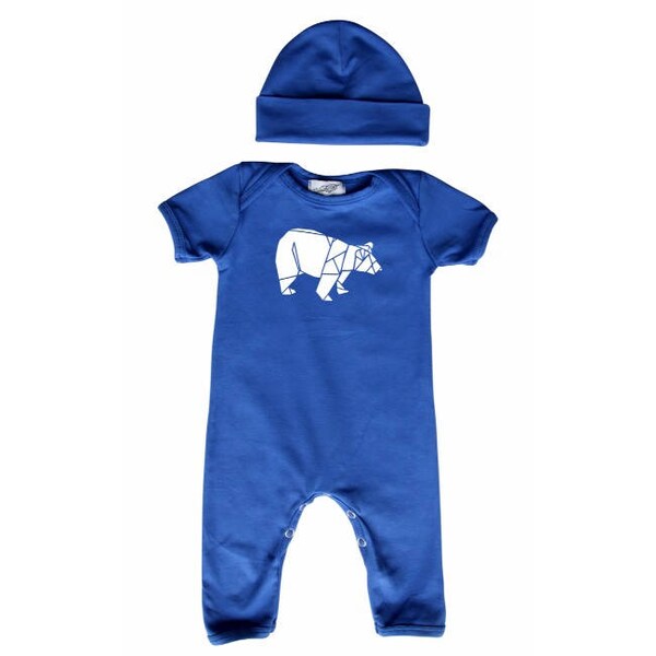 ON SALE! Origami Bear Baby Romper with Matching Hat-baby gift, baby shower, gift ideas,  birthday, fall