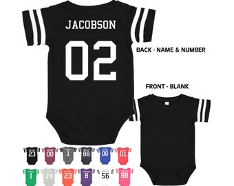 Custom Cotton Football Sport Jersey Baby Bodysuit Personalized with Name & Number-BACK Only- Baby Gift, Sports Gift, Game Day