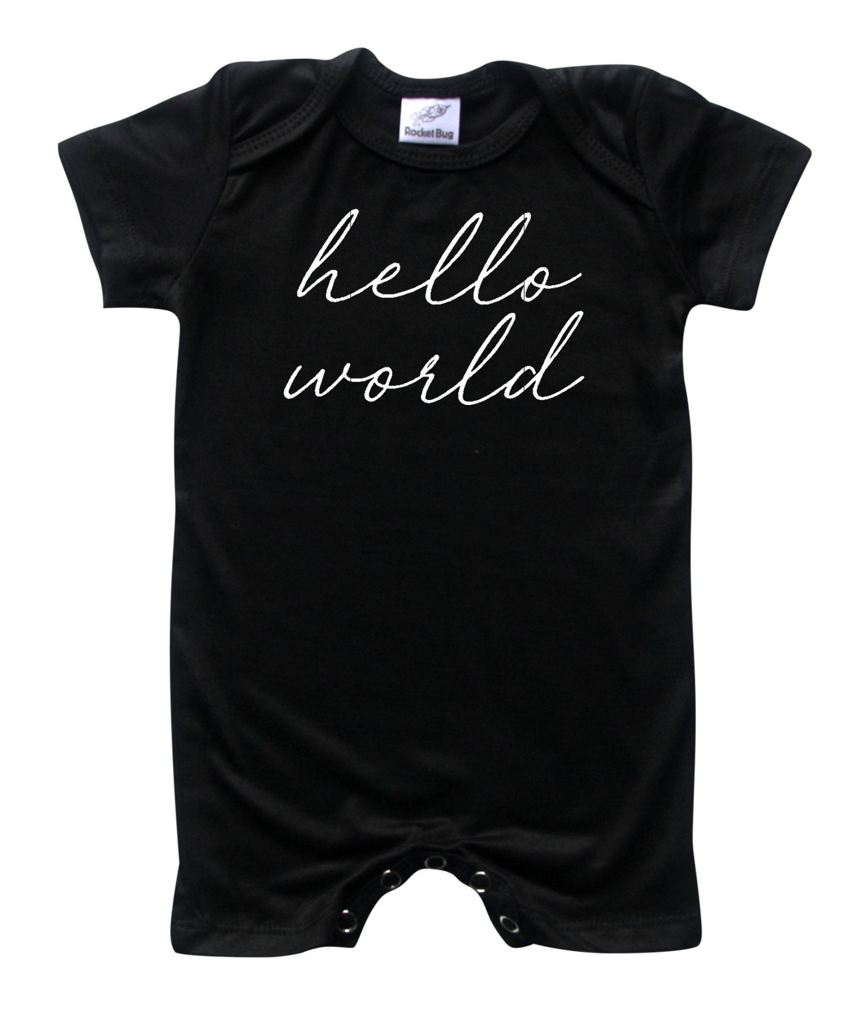 Hello World Script Silky Baby Romper Shorts Hat or Headband | Etsy