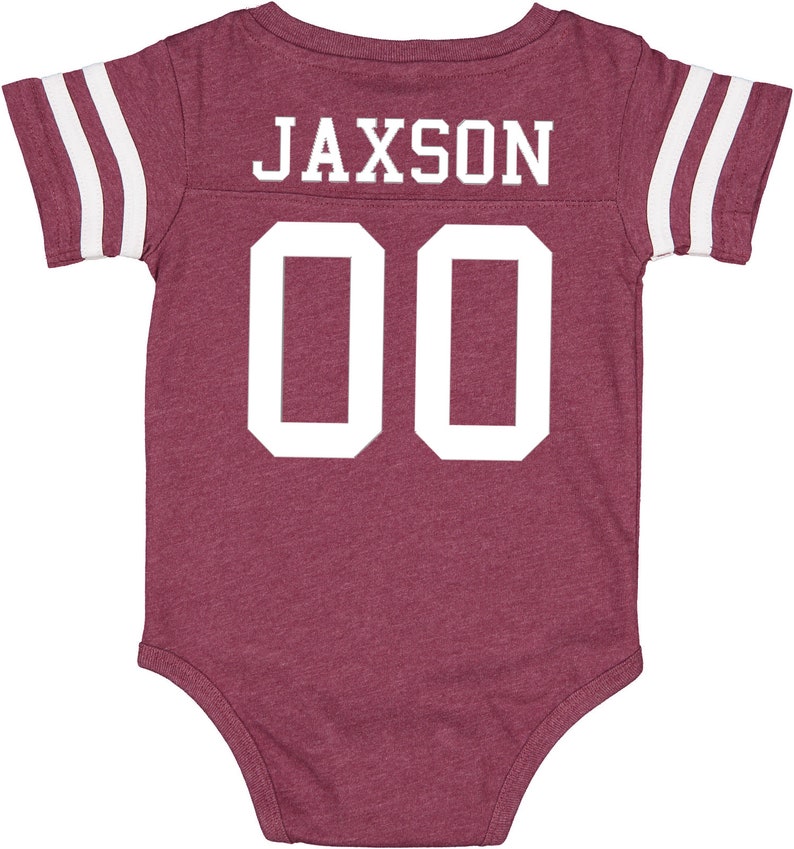 Custom Cotton Football Sport Jersey Baby Bodysuit Personalized with Name & Number-BACK Only Baby Gift, Sports Gift, Game Day image 6