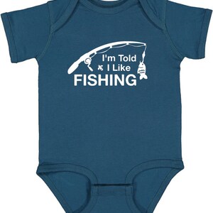 I'm Told I Like Fishing Baby Silhouette Bodysuit Boys & Girls Trendy