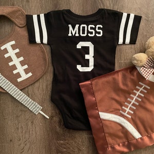 Custom Cotton Football Sport Jersey Baby Bodysuit Personalized with Name & Number-BACK Only Baby Gift, Sports Gift, Game Day image 2