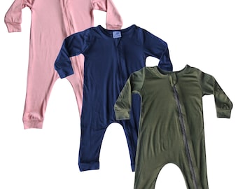 FLASH SALE - Reg 21.00 -Silky Soft Long Sleeve Zipper Baby Romper- baby gift, boy, girl, soft, winter outfit, cozy long sleeve baby gift