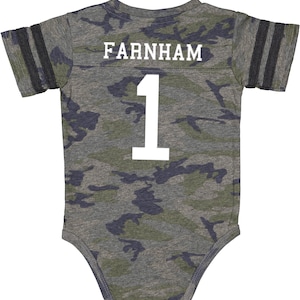 Custom Cotton Football Sport Jersey Baby Bodysuit Personalized with Name & Number-BACK Only Baby Gift, Sports Gift, Game Day image 7