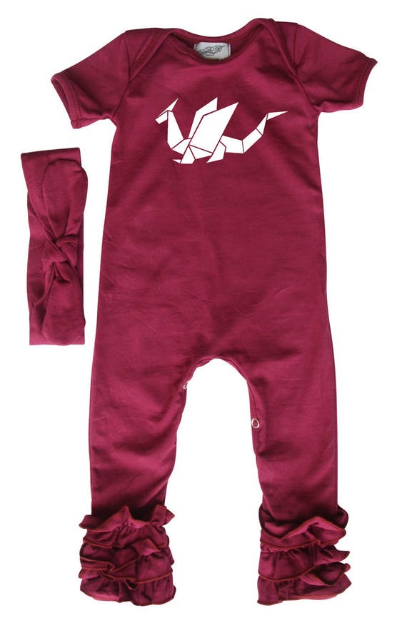 Rocket Bug Origami Dragon Baby Romper With Matching Headband//Hat
