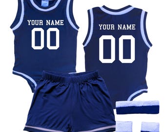 Personalized Sleeveless Basketball Sport Jersey with Matching Shorts for Babies-FRONT and BACK Printing- Baby Gift, Outfit Set