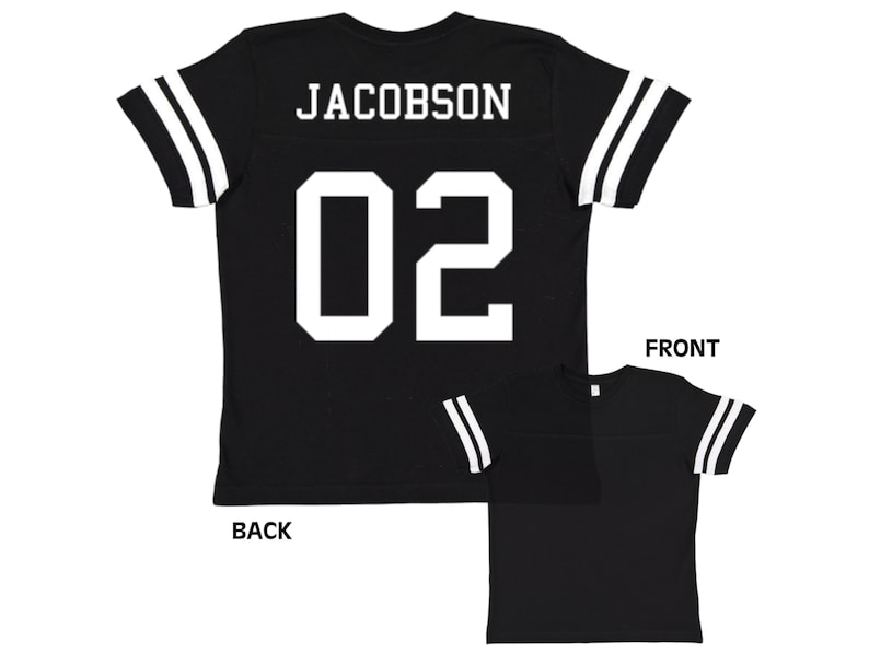 Custom Cotton Football Sport Jersey Toddler and Child Personalized with Name and Number-Back Only-Toddler Gift, Sports Gift, game day image 1