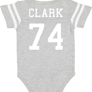 Custom Cotton Football Sport Jersey Baby Bodysuit Personalized with Name & Number-BACK Only Baby Gift, Sports Gift, Game Day image 8