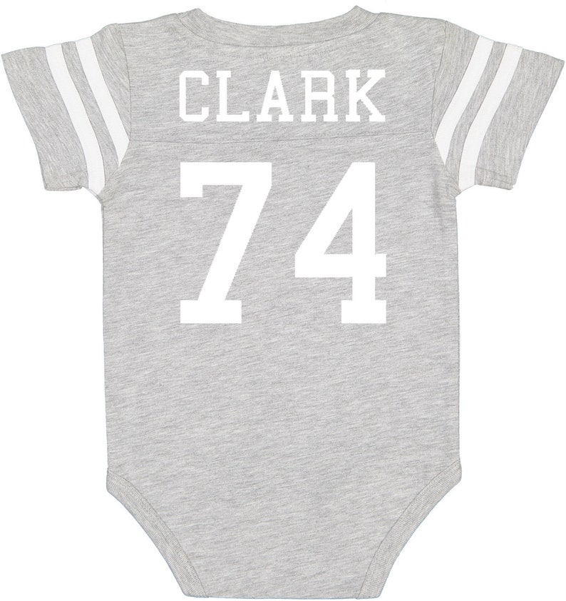 Custom Cotton Football Sport Jersey Baby Bodysuit Personalized with Name & Number-BACK Only Baby Gift, Sports Gift, Game Day image 9