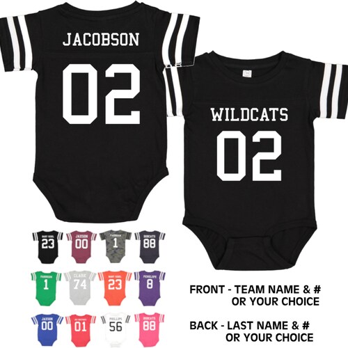Custom Cotton Football Sport Jersey Baby Bodysuit Personalized Etsy