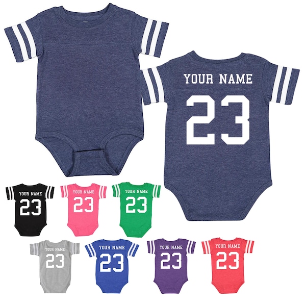 Custom Cotton Football Sport Jersey Baby Bodysuit Personalized with Name & Number-BACK Only- Baby Gift, Sports Gift, Game Day