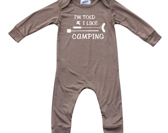 I'm Told I Like Camping Long Sleeve Soft Baby Romper for Boys and Girls- Outdoors, Mountains, Hiking, Newborn Gift