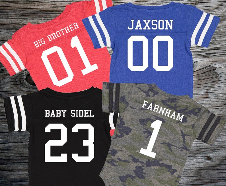 Custom Cotton Football Sport Jersey Baby Bodysuit Personalized with Name & Number-BACK Only Baby Gift, Sports Gift, Game Day image 4