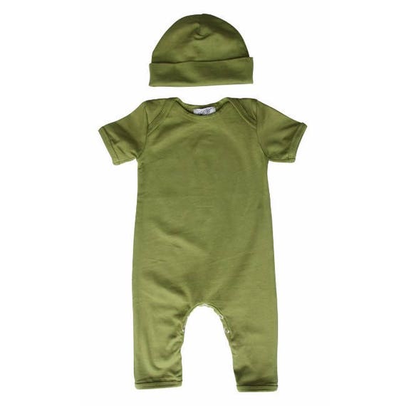 olive green baby romper